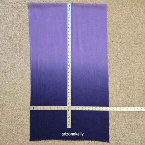 Wool/Cashmere Ombre Gradient Blue Scarf - Picture 7 of 8